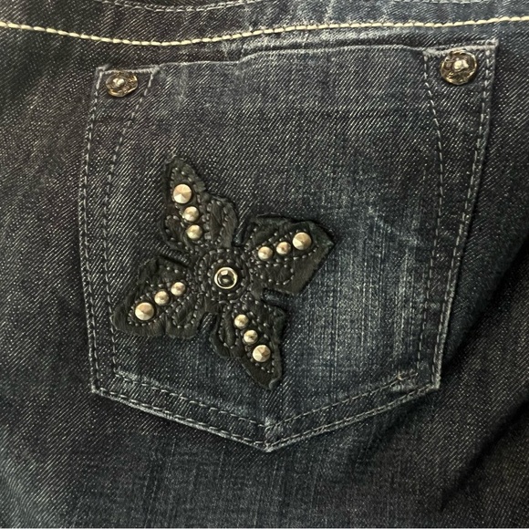 Guess Daredevil Wms Skinny Leg Jean Studded Pkts Front Back Unique Applique Sz28 - Picture 7 of 14